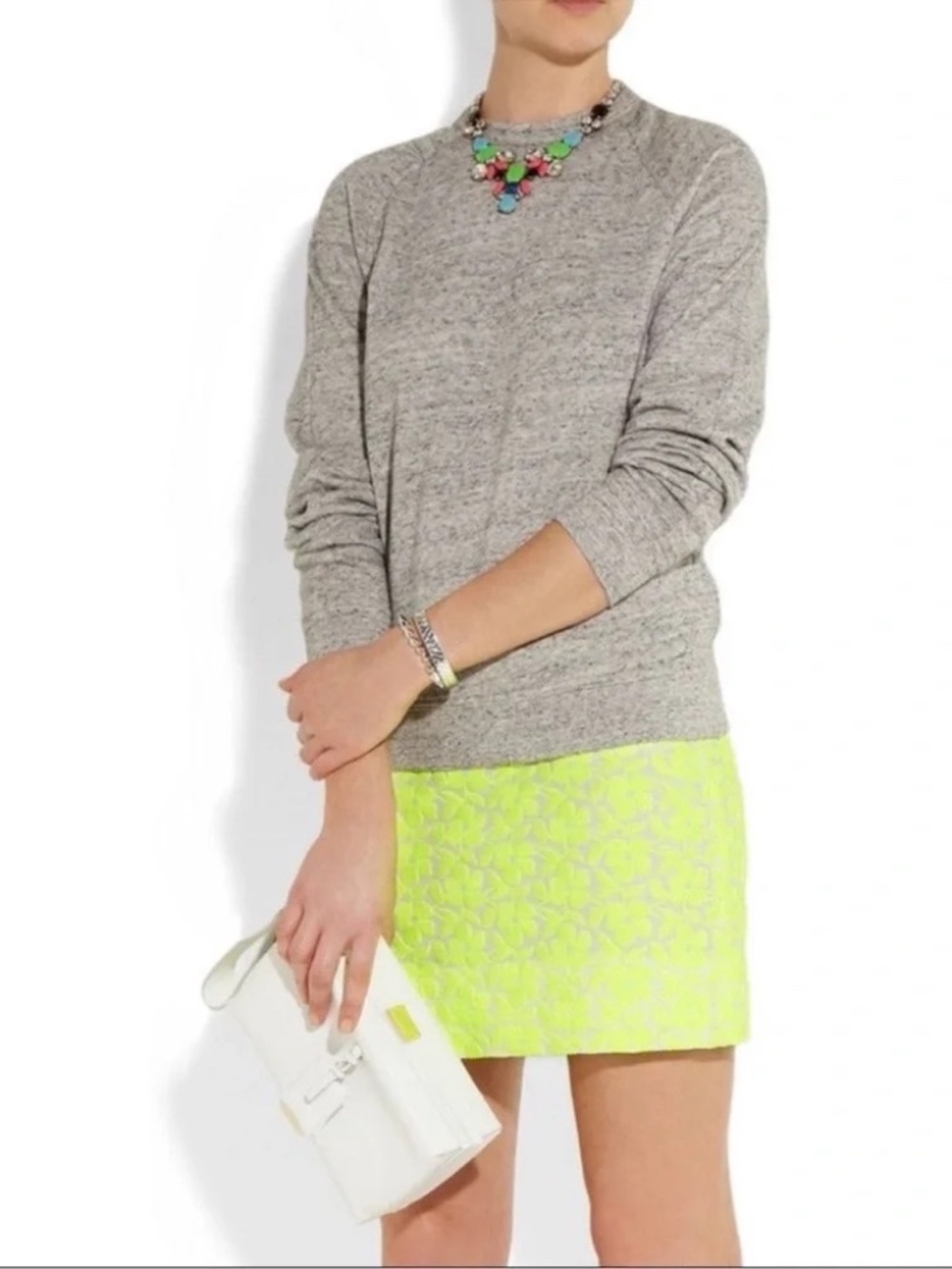 J.Crew Postage Stamp Floral Neon Chartreuse Mini Skirt